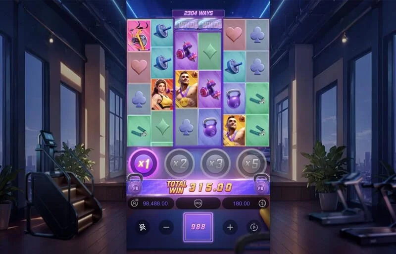 Mighty Mania – završni zaslon sesije s ukupnim dobitkom